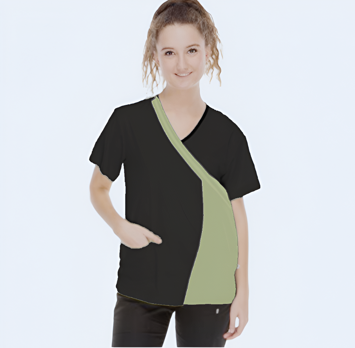 Contrast Panel Scrub Top