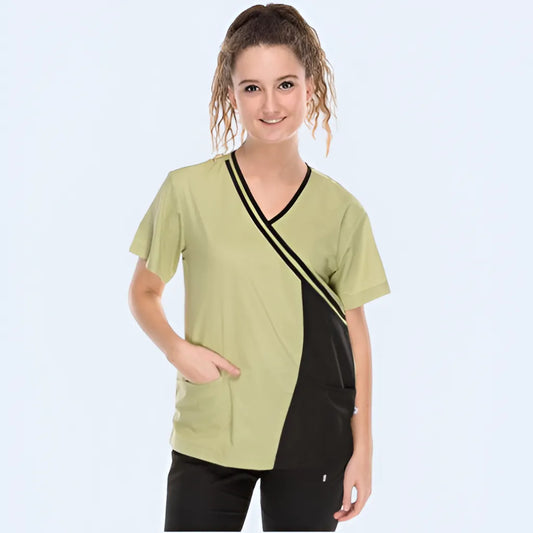 Contrast Panel Scrub Top